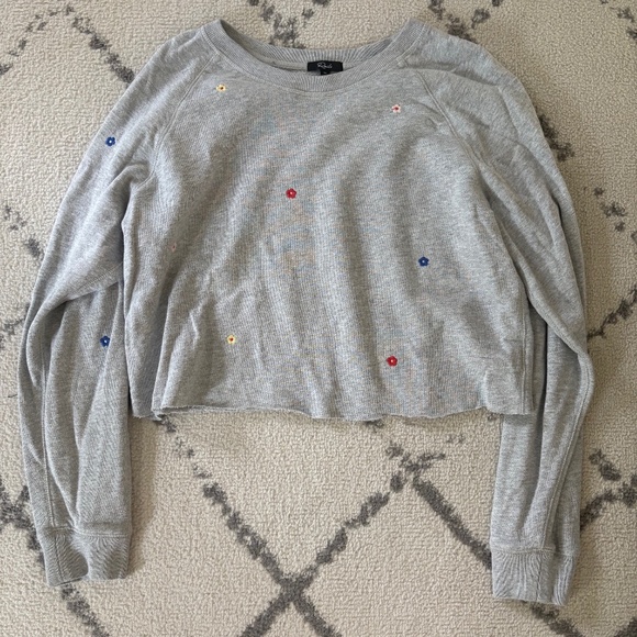 Gray and Floral Cropped Sweatshirt- Rails - Picture 1 of 6